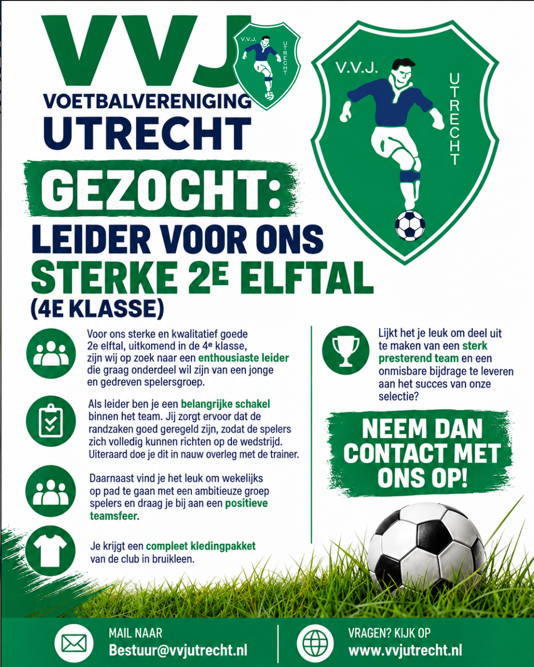 VACATURE: Leider 2e elftal (4e Klasse)