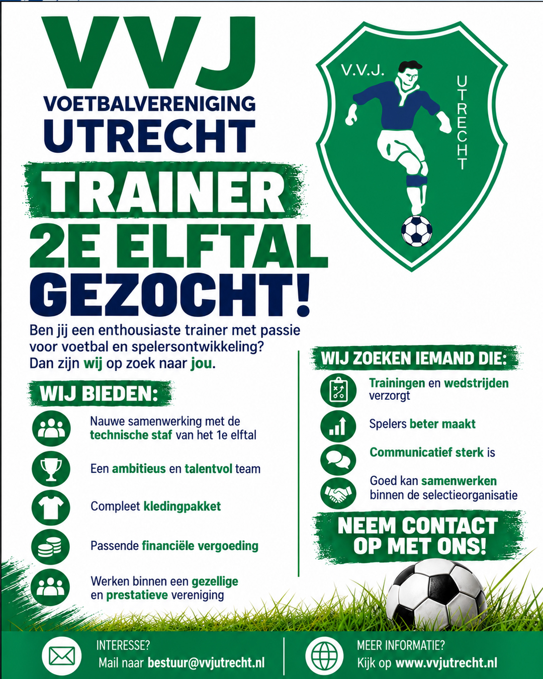 VACATURE: Trainer 2e elftal (4e Klasse)